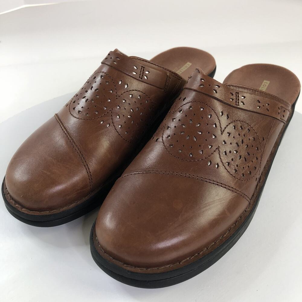 Clarks Collection Women's Patty Renata Brown Leather Slip On Clog Size 11 M